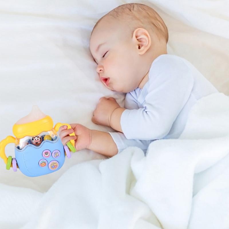 Electric Rattle Hand Bells Baby Music Rattle Teething Bottle Toy Educational Rattle Phone Toy for Infant Birthday Gift