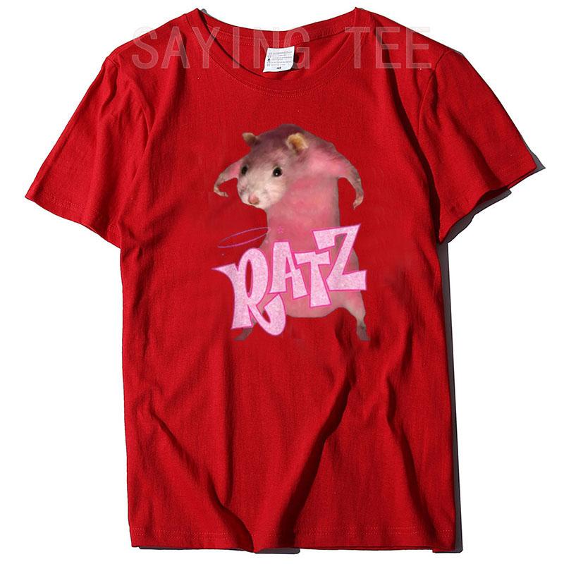 RATZ Pink Meme TShirt Funny Mouse Lover Graphic Tee Y2k Top Rat Print Aesthetic Clothes Summer Fashion Short Sleeve Blouses S