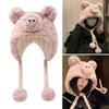 Winter Warm Plush Pig Ear Earflap Hat for Women Girl Furry Beanies Hat Outdoor Activity Cold Weather Skull Hat Headwear
