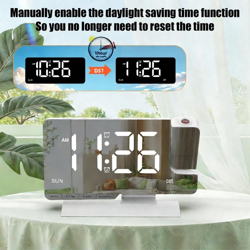 Digital Projections Alarm Clocks for Bedrooms 180° Rotatable Projector Loud Duals Alarms for Kids Elderly,Heavy Sleepers