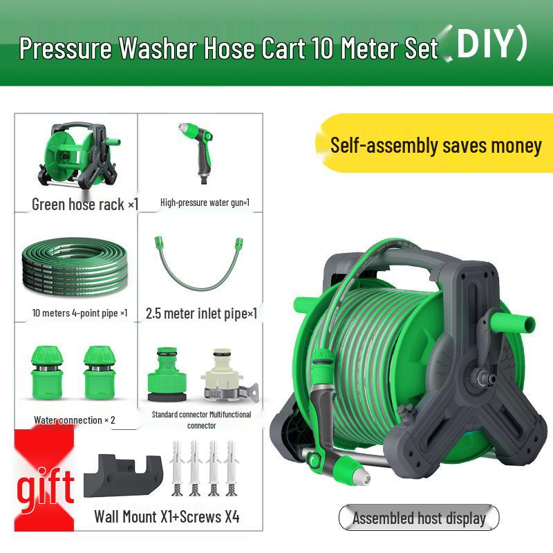 High-Pressure Garden Hose: Versatile Watering & Car Wash Gun with Retractable Reel for Gardening & Home Use