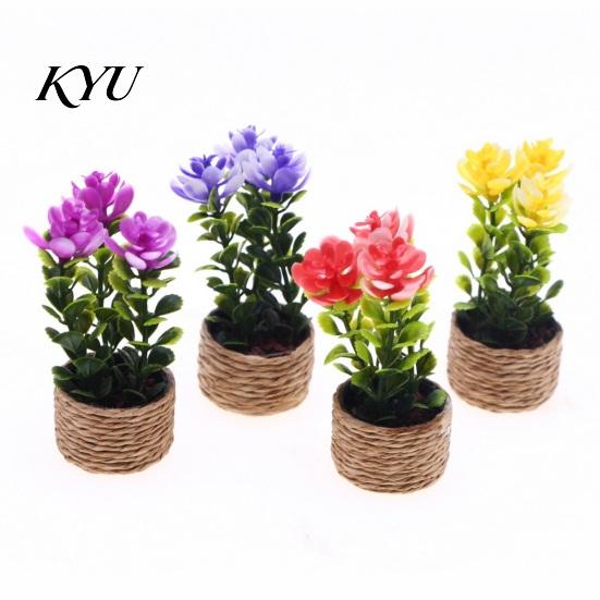 Office Desktop Decorations Mini Artificial Plants with Vase, Small Fake In Handwoven Seagrass Indoor Greenery Baskets, Realistic Faux Floral