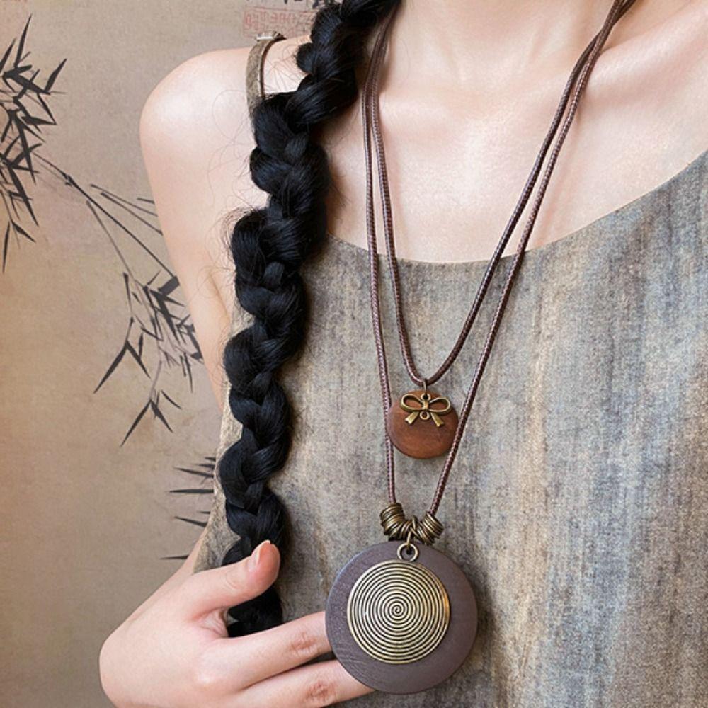 Geometric Bohemian Style Choker Tassel Long Sweater Chain Exquisite Ethnic Style Necklace  Women
