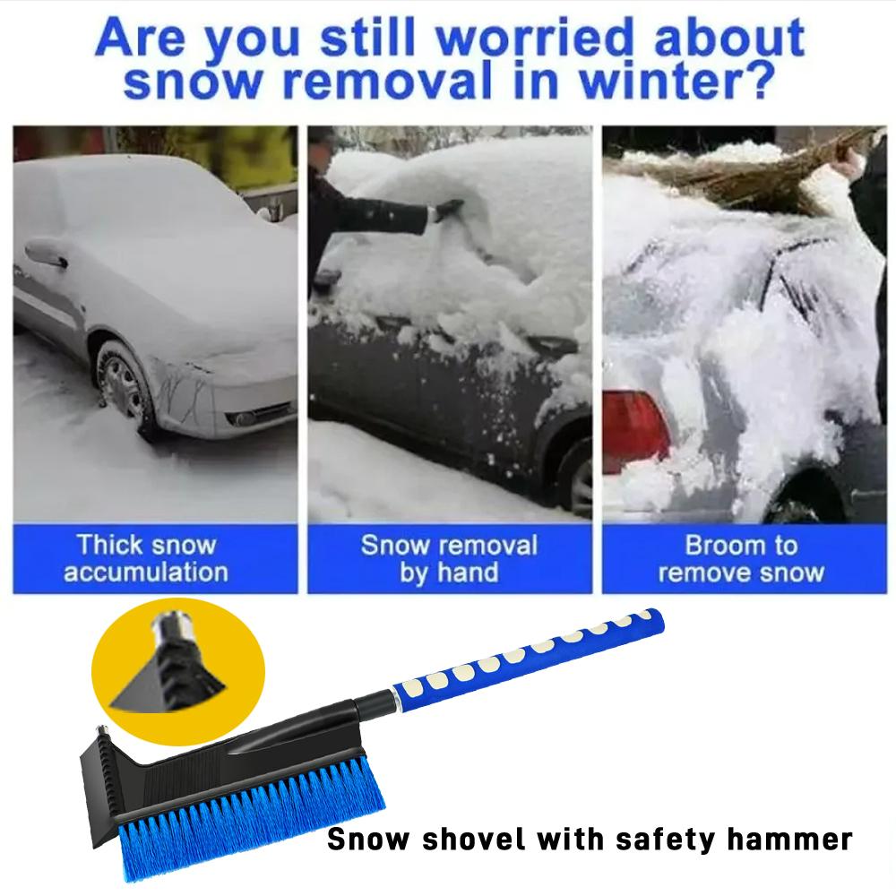Winter Car Mounted Snow Removal Shovel with Three In One Snow Shovel Tool for Sweeping Snow, Scraping Snow with Safety Hammer