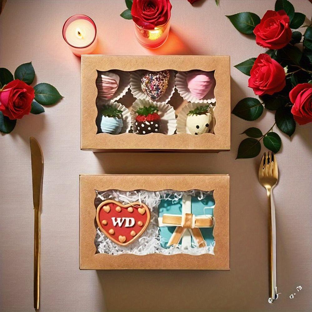 25pcs Premium Treat Boxes with Clear Window Kraft Paper Gift Box Gift Warp Boxes for Weddings Parties Valentine's Day Anniversaries Birthdays