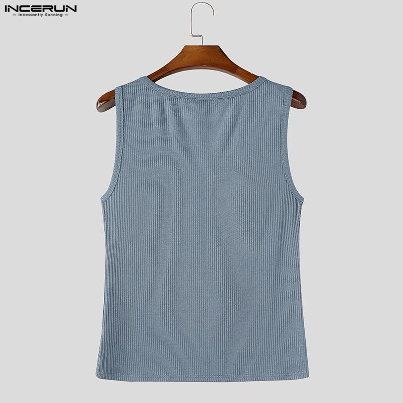 INCERUN Summer Men Sleeveless Casual Sports Fitted Tank Tops Undershirts