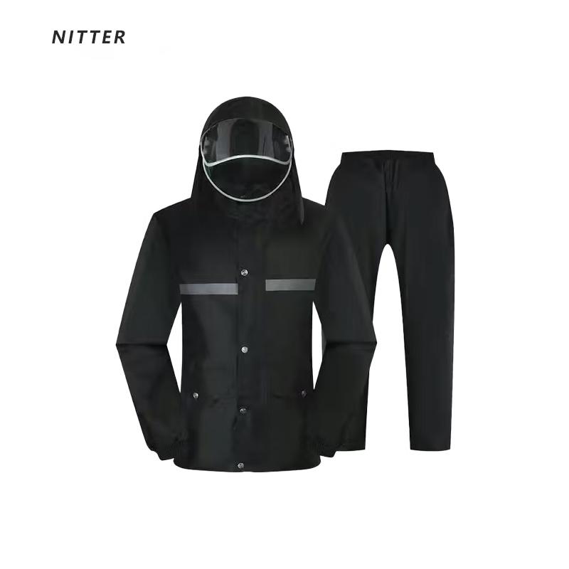 Светоотражающий дождевик NITTER из двух частей L чёрный