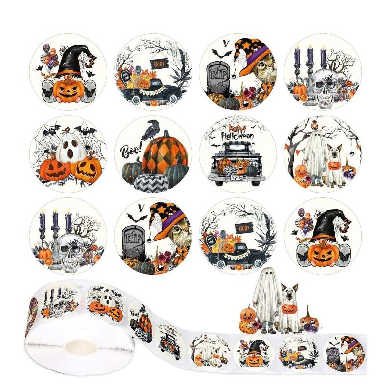 

Оптовая упаковка из 500 наклеек на тему Хэллоуина - Забавные тыква, призрак, череп, паук, летучая мышь, граффити-наклейки для телефонов