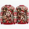 Cute Kitten Ugly Christmas Sweater For Men Women, Snowy Holiday Sweaters With Santa Cat Winter Party Gift
