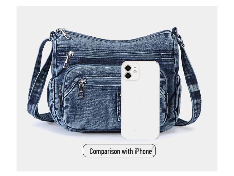 Women's Versatile Crossbody Bag: Multi-pocket Casual Denim for Commuting