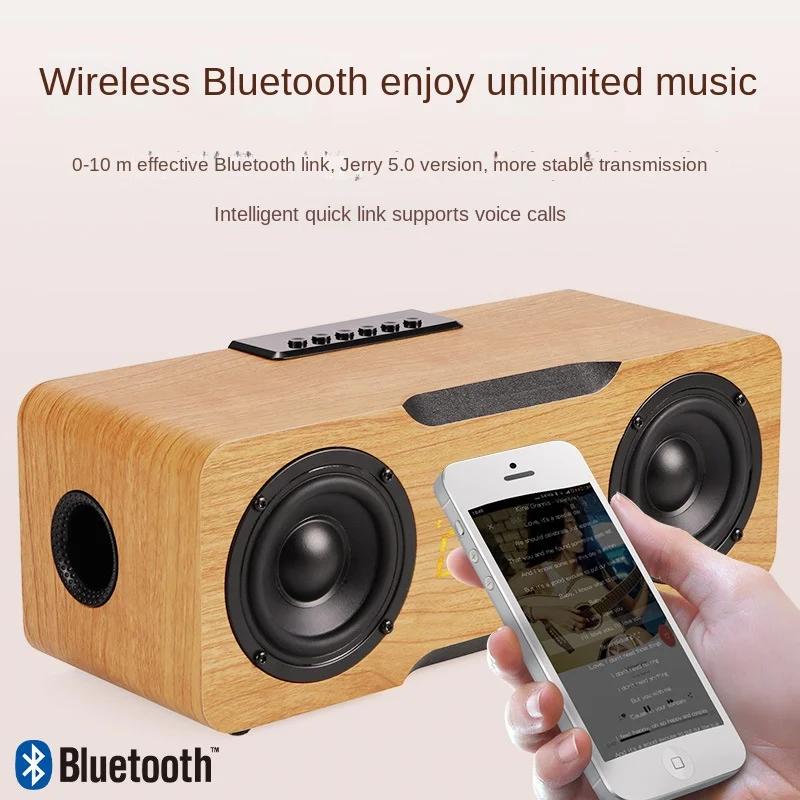 Wooden Bluetooth Speaker with Clock U Disk TF Card Support Home Desktop Stable Connection