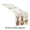 Easter Bunny Egg Table Runner Reusable Household Decoration Plate Mat Rectangular Linen Table Cloth for Home Restaurant Party