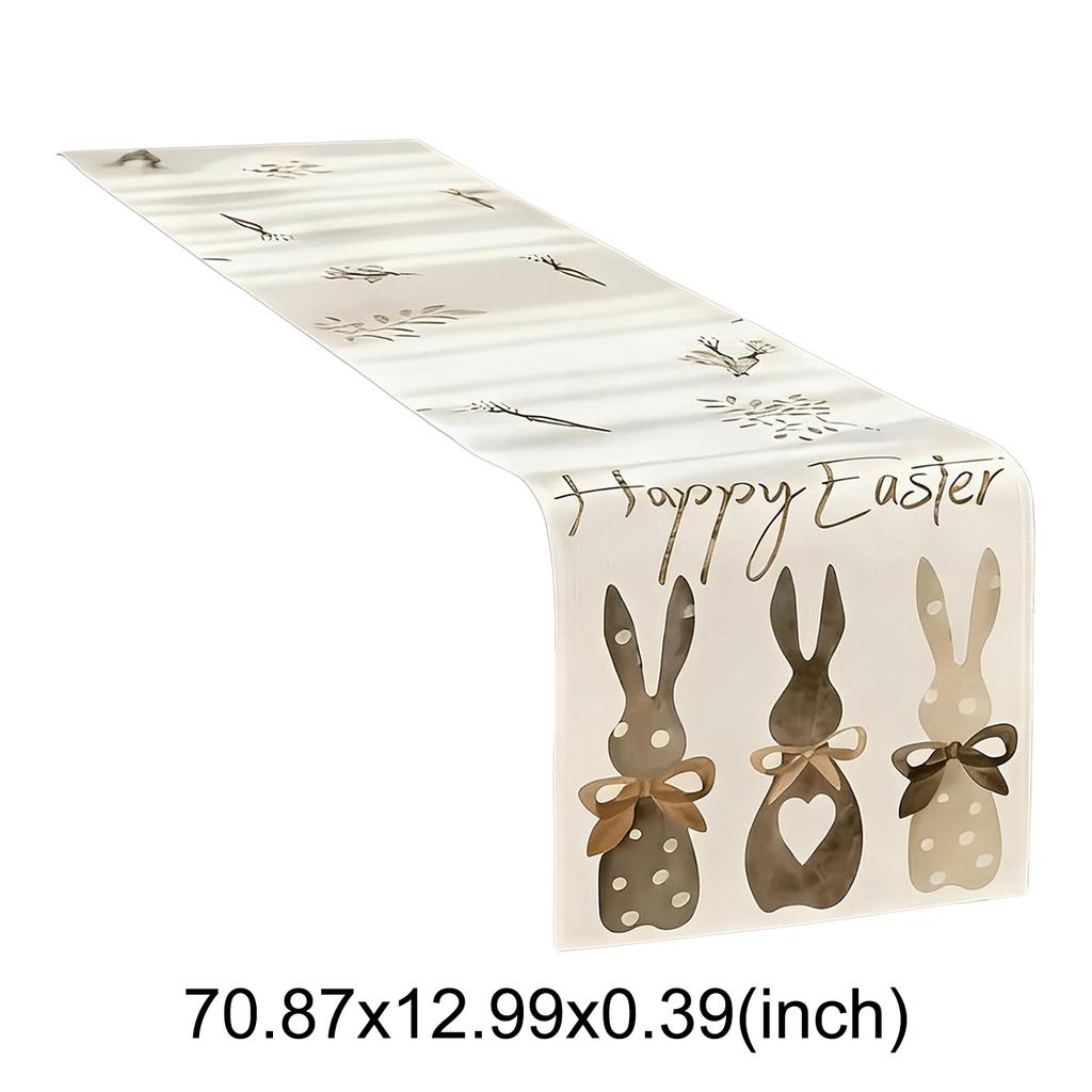 Easter Bunny Egg Table Runner Reusable Household Decoration Plate Mat Rectangular Linen Table Cloth for Home Restaurant Party