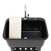 Utility Sink Space Saver Laundry Tub with Faucet, Freestanding Laundry Sink Garage Sink with Storage Shelf (Black)