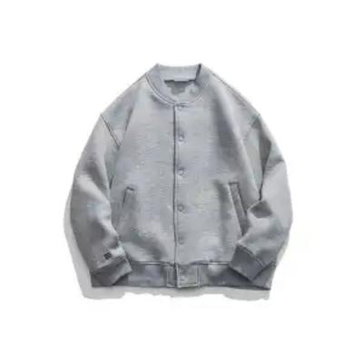 Large Size Men's Retro Simple Solid Color Baseball Uniform Jacket Loose Versatile Casual Jacket