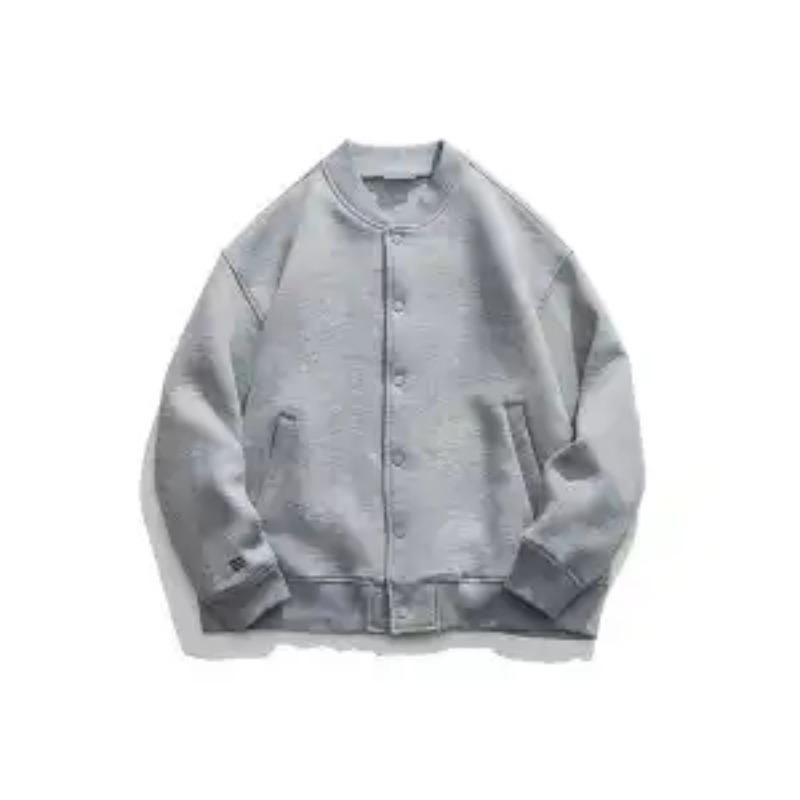

Мужская куртка бейсбольная форма большого размера в стиле ретро, простая однотонная, свободная, универсальная, повседневная L серый