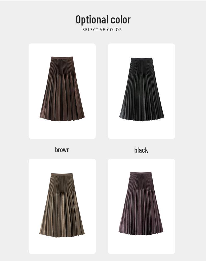 Miyake High Waist Double Pleated Midi Skirt - Spring/Autumn Slimming A-Line