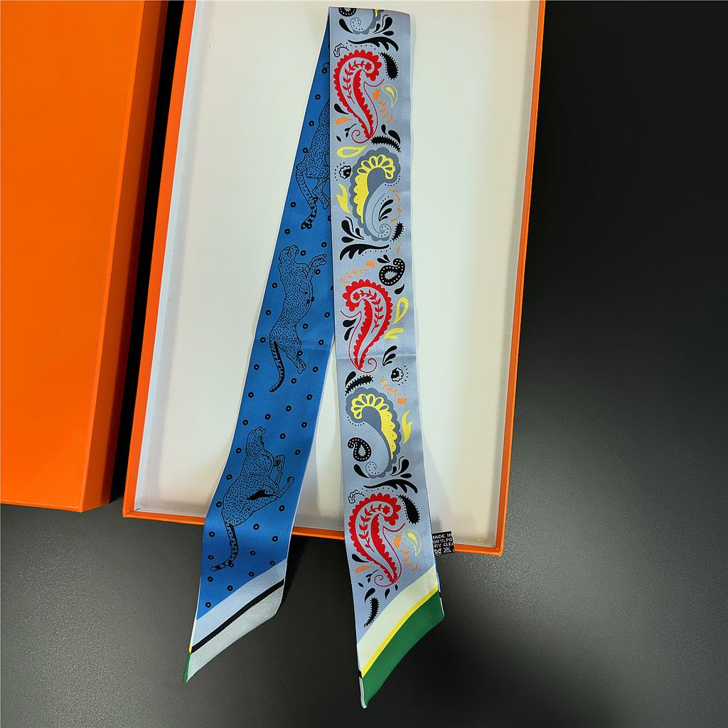 Gorgeous Saddle Twill Silk Scarf Women Fashion Scarf Luxury Skinny Bag Scarves Brand Design Foulard  Neckerchief Hair Headband