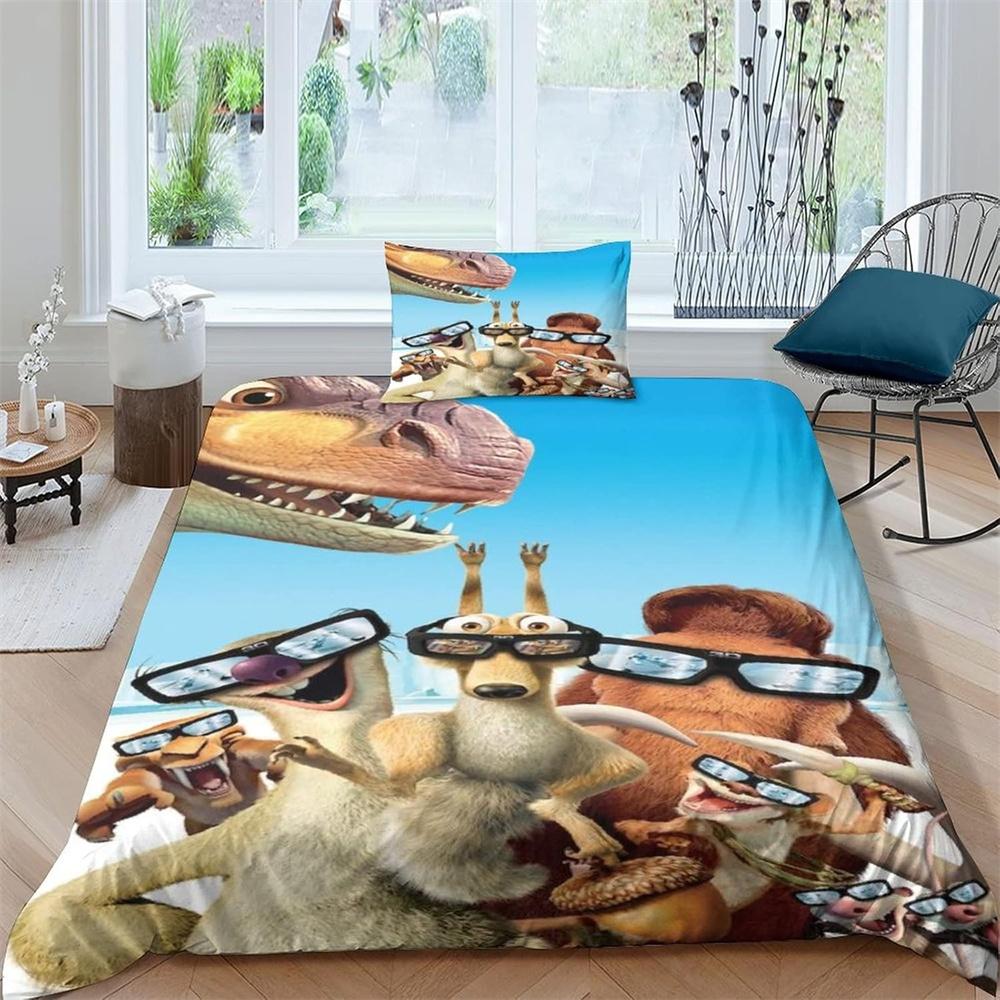 

3D Принт Набор Постельного Белья Ледниковый Период, Пододеяльник Одеяло Комплект для Кровати Наволочка, Размер Кинг Квин Твин для Мальчиков Девочек Взрослых 70x133cm 2pcs