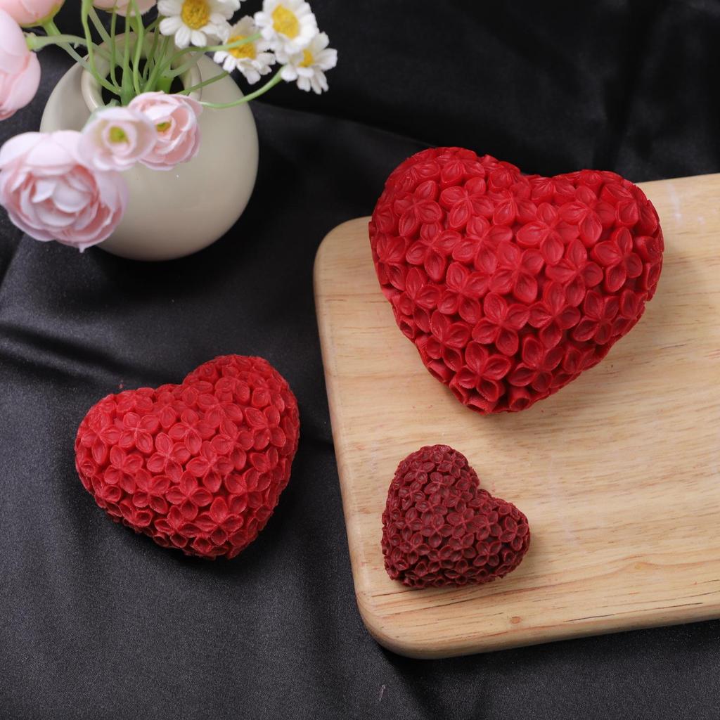 3D Love Heart Silikonová forma na svíčku DIY Ručně vyráběná kreativní květina Aromaterapie Sádra Pryskyřice Sada na výrobu mýdla Domácí dárky
