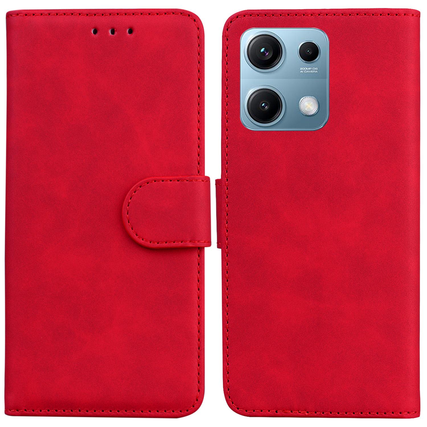 

Для Xiaomi Redmi Note 14S 4G Чохол Однотонний Шкіряний Гаманець Чохол для Телефону Red