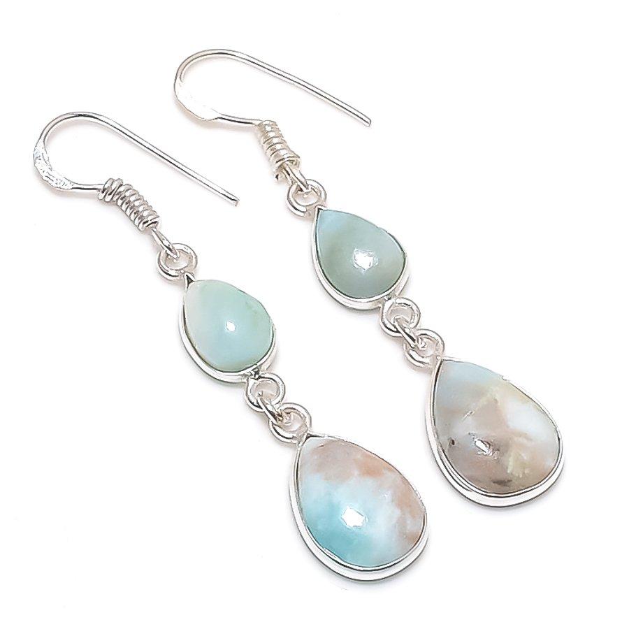 

Натуральный Ларимар Драгоценный камень Ручная работа 925 Стерлинговое серебро Ювелирное изделие Серьга 2,01 D6m75