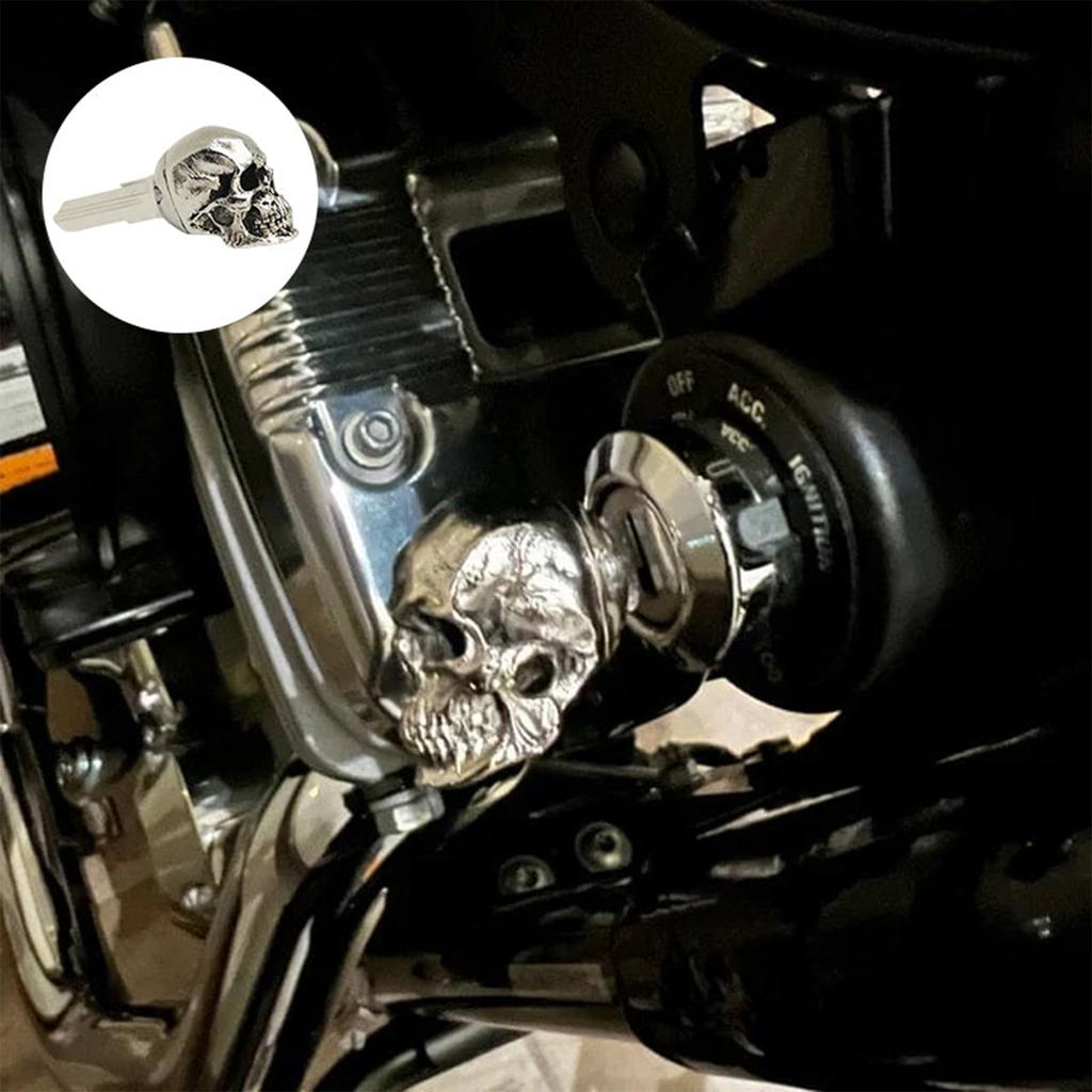 Accessorio Portachiavi Testa di Teschio in Metallo Copritastiera Universale Modificato per Moto per la Maggior Parte delle Chiavi