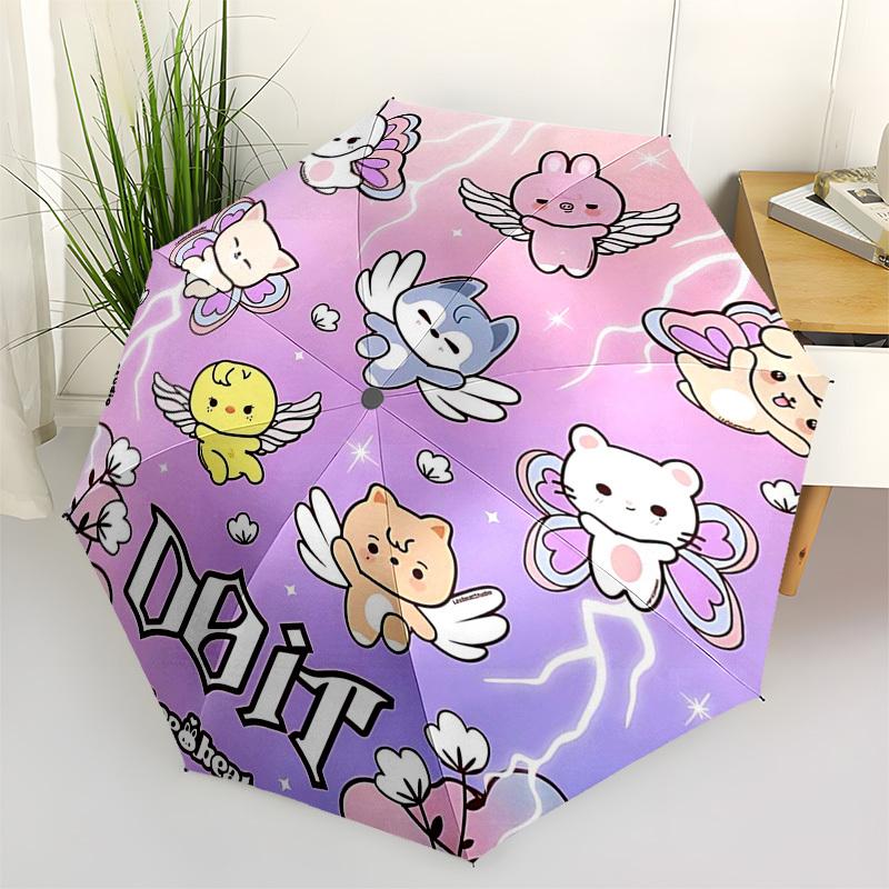 

1pc Adorable Animal Friends Outdoor Umbrella - Automatic Opening/Closing, Portable 3-Fold Design, 8-Rib Iron Frame - Perfect Gift for Fans, Trave