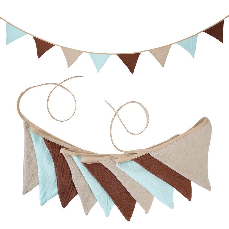 10 Drapeaux 2,6M Fanions en Jute Décoration de Fête de Mariage Banderoles Vintage Accessoire Photo Guirlande pour Maison Baby Shower Carnaval