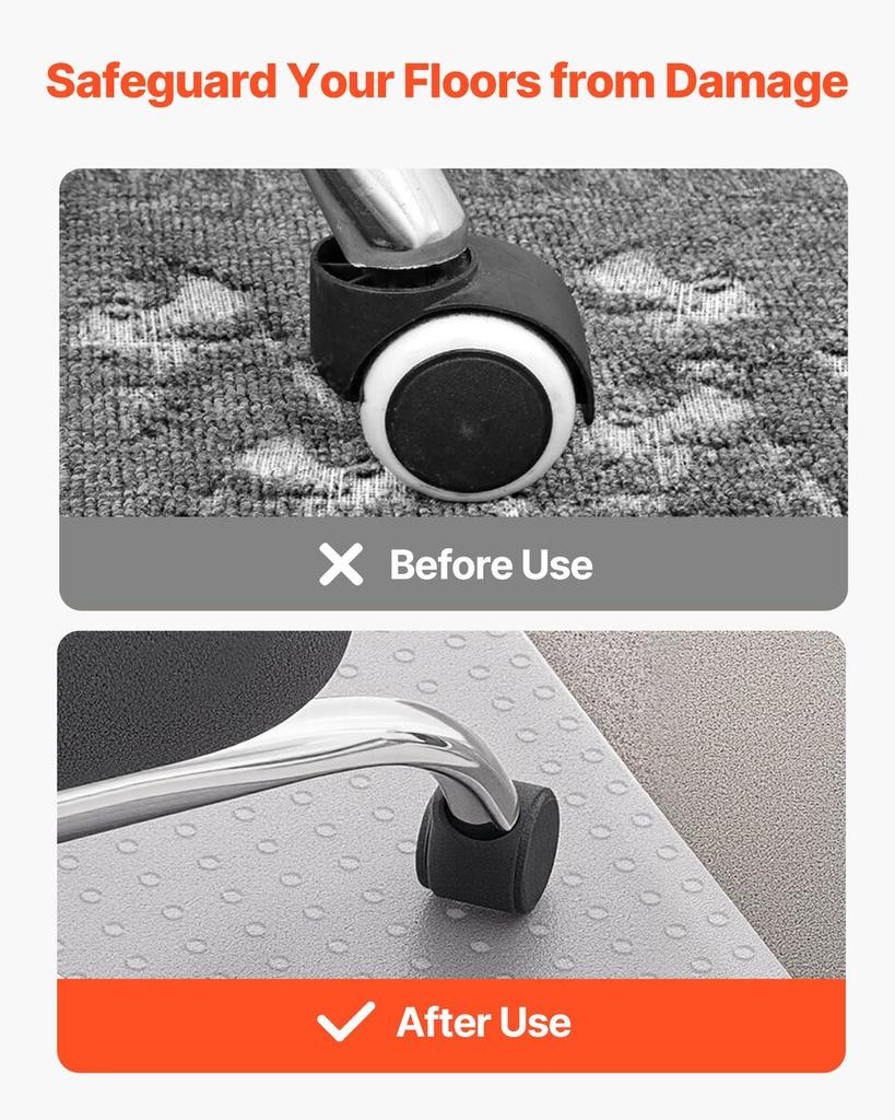 Chair Mat with Lip, 915 x 1225 mm Office Chair Mat for Low Pile Carpeted Floors, Plastic Floor Protector Rug with Studded, Non-Slip & Easy to Clean,