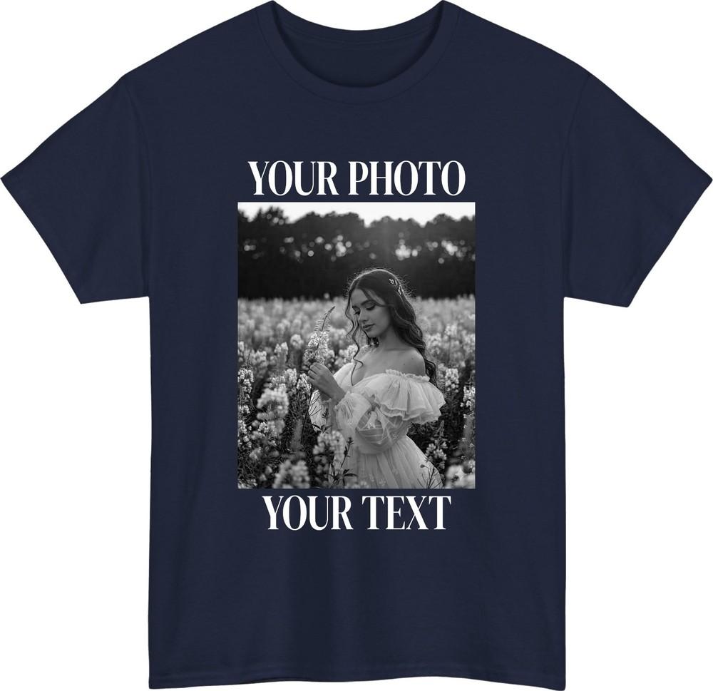 Personalised Photo T Shirt Custom Picture Text Tee Gift for Family Friends top S