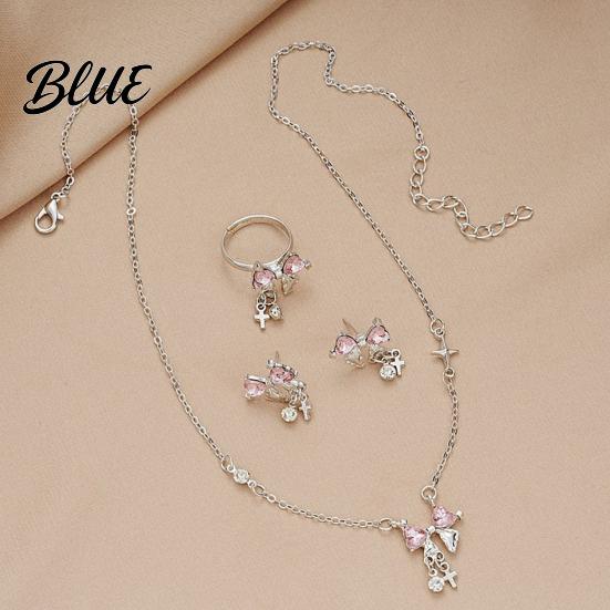 Bow Pendant Necklace Women's Sparkly Necklace Rhinestone Knot High-quality
