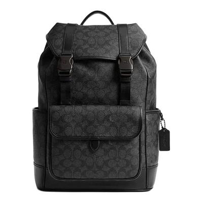 League 29 Classic Logo Artificial Leather and Fabric Backpack Large Men's Charcoal Gray