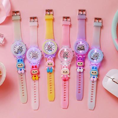 Cartoon Luminous DIY Watch with Pull-Out Cloth Doll - Children's Silicone Toy Decoration