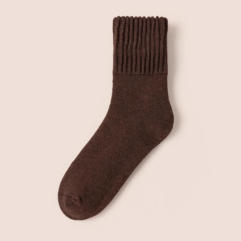 Autumn and Winter Socks: Men's Mid-calf Socks with Fleece and Thickening, Warm Men's Socks, Wide-mouthed Solid-colored Wool-looped Long Socks