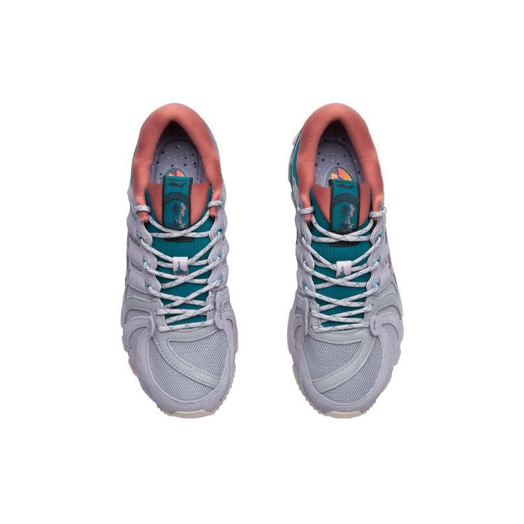 Li Ning Exceed Infinity Cushioning Abrasion Resistant Support Low Top Casual Shoes Women's Gray Green ARZP012-2