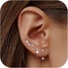 3 Paar Sterling Silber Stecker Creolen Set für Damen 14K Gold Plated Ohrringe Stacks Zierliche Ohrringe für Mehrere Ohrlöcher