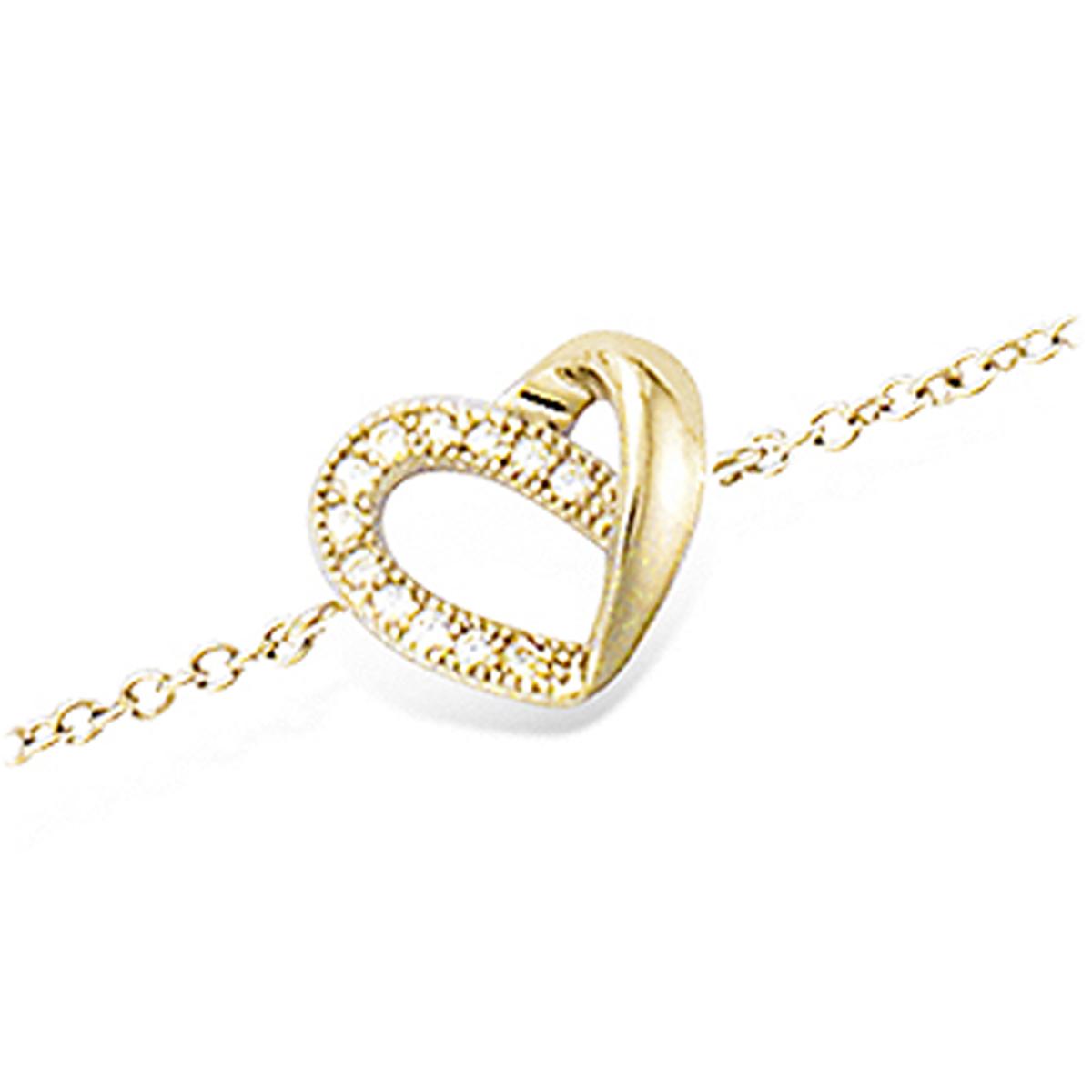 

Les Trésors De Lily [M6235] - Bracelet Plaqué or Love blanc doré - 10x10 mm