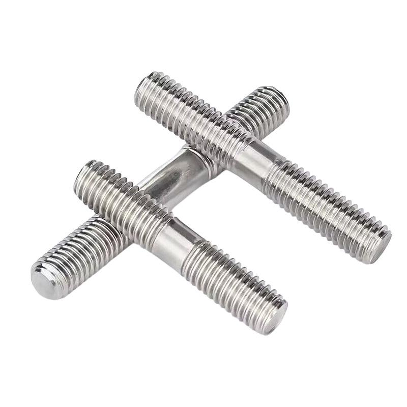 304 Stainless Steel Double-Ended Stud Bolt, M14-M22, with Extended Threads At Both Ends