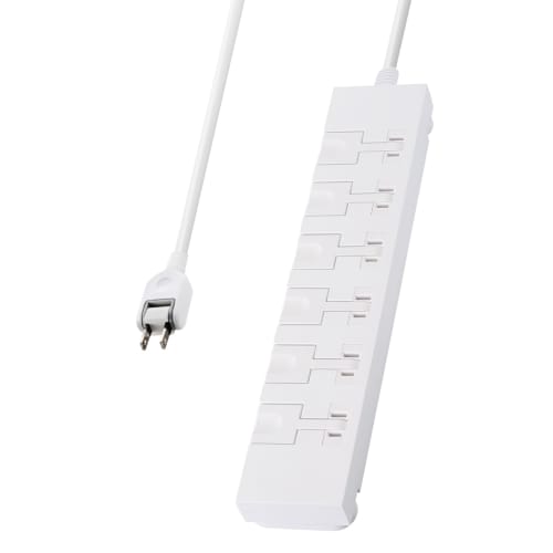 ELECOM Power Tap Lightning Guard 6 Ports 2m Unplugging with One Hand [Magnet Rotating Leg Parts Hanging Hole] Polar Compatible Dust Shutter Lever Type