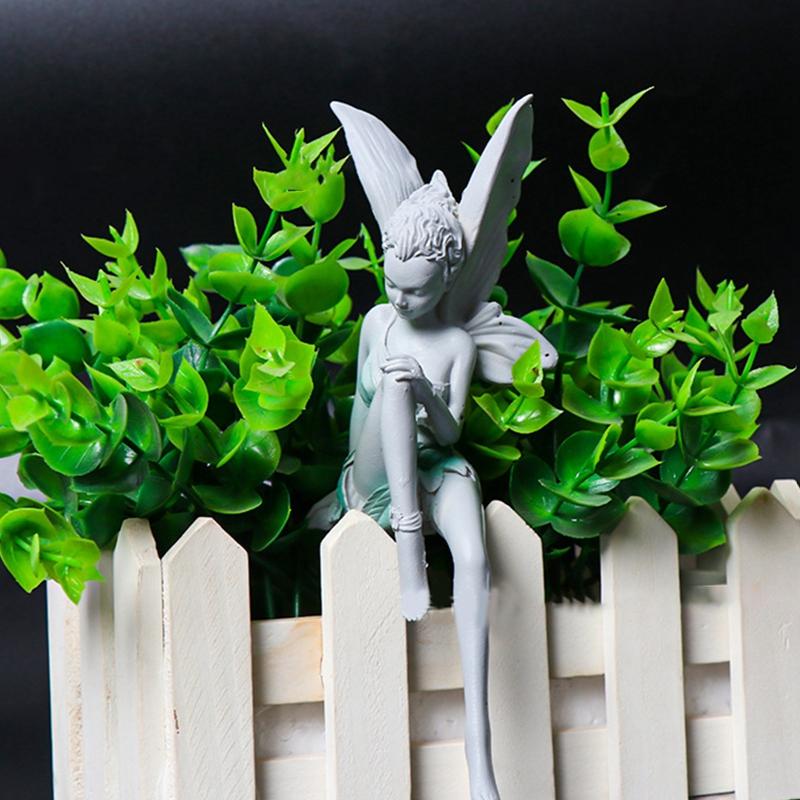 Sculptură cu zână de flori Grădină Amenajare peisagistică Statuie așezată în curte Ornament de artă în aer liber Înger Fată Figurine Decorare artizanală
