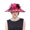 Women Church Hats Wide Brim Sun Derby Hat Organza Fascinators Kentucky Hats for Women Tea Party Wedding Hat