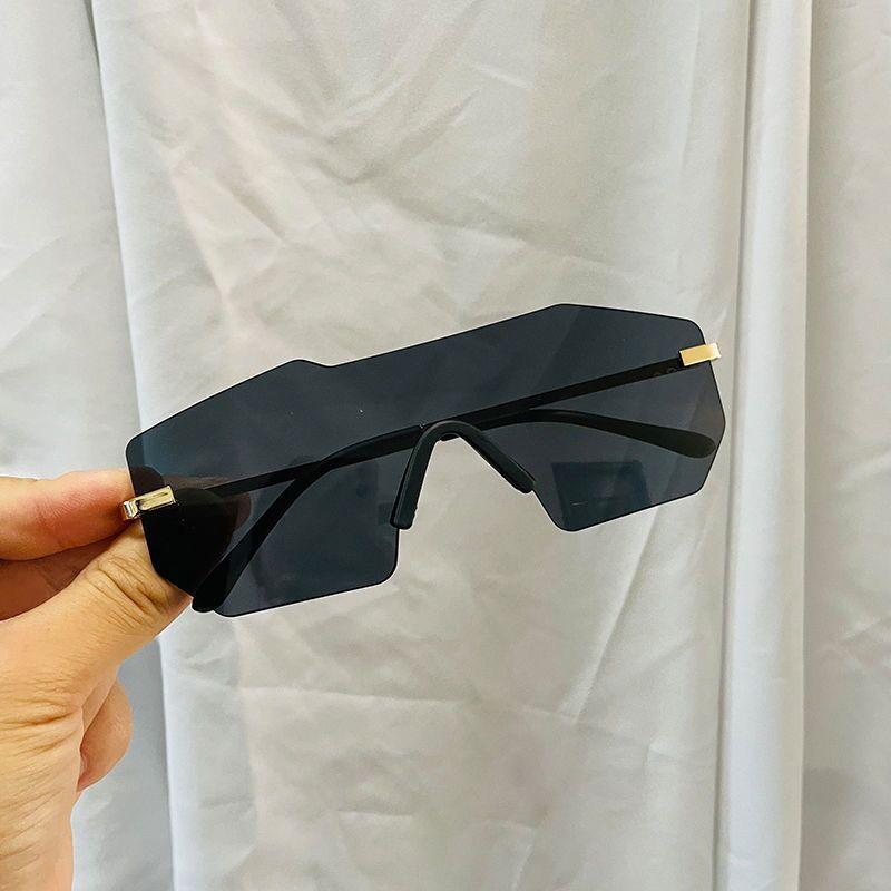 Oversize Metal Reflective Film Rimless Sunglasses Unisex Ocean Film Shades UV Protection Eyewear for Men Women