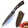 Stainless Steel Boning Knife with Knife Sheath Handmade Forged Knife Fruit Vegetable Fish Meat Cleaver Professional Cutting Knife Utility Knife