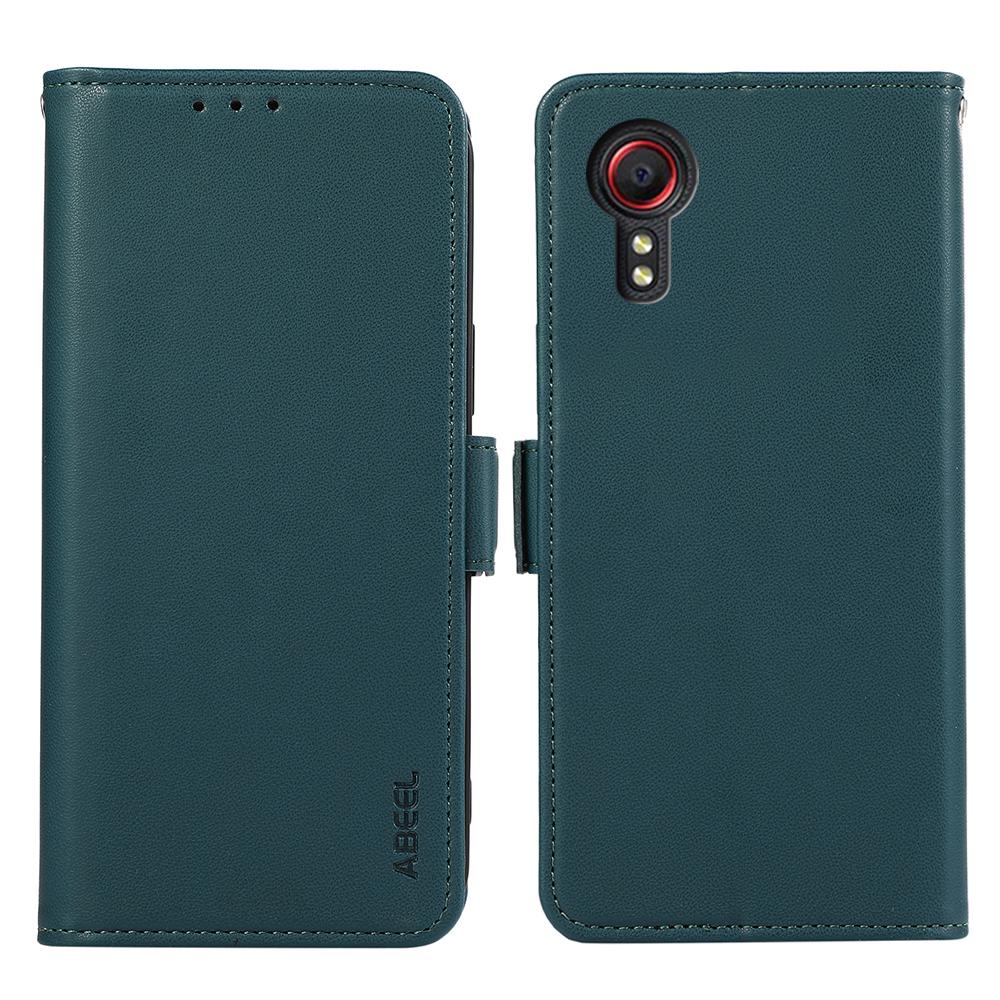 

ABEEL For Samsung Galaxy Xcover7 Case RFID Blocking Wallet Drop-Proof Smart Phone Shell Green