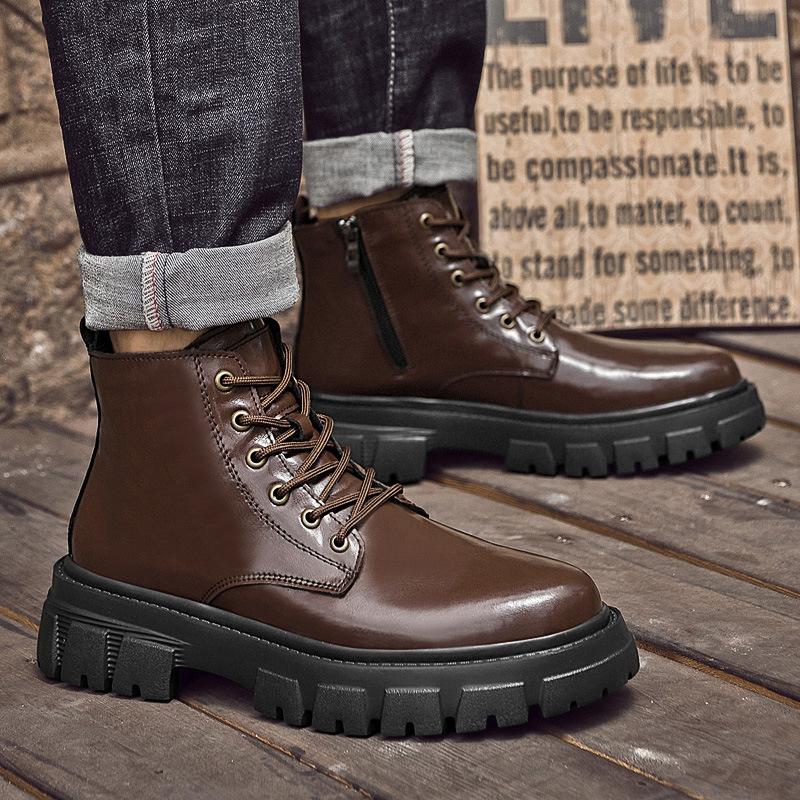Men's High-top Large-size Short Boots, Motorcycle Boots, Versatile Shoes, Leather Boots