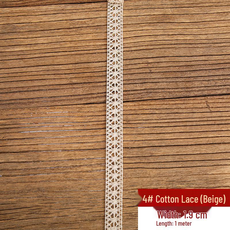 Handmade Off-White Elastic Cotton Lace for DIY Garment Accessories and Skirt Hem Decoration.