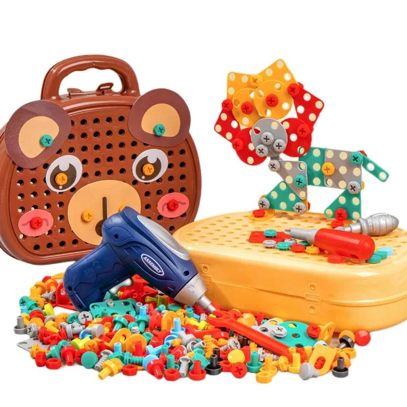 Non-Toxic Children Electric Drill Toolbox Driller Games Tool Toy For Children 4 6 Years Old Montessori Screw Puzzle Kid Pretend Play Toys Gift