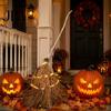Vintage Style Halloween Ornament 5.5 Ft Giant Light-up Witch Broom, Twig Broom with String Light, Creepy Costume Accessory Rustic Farmhouse