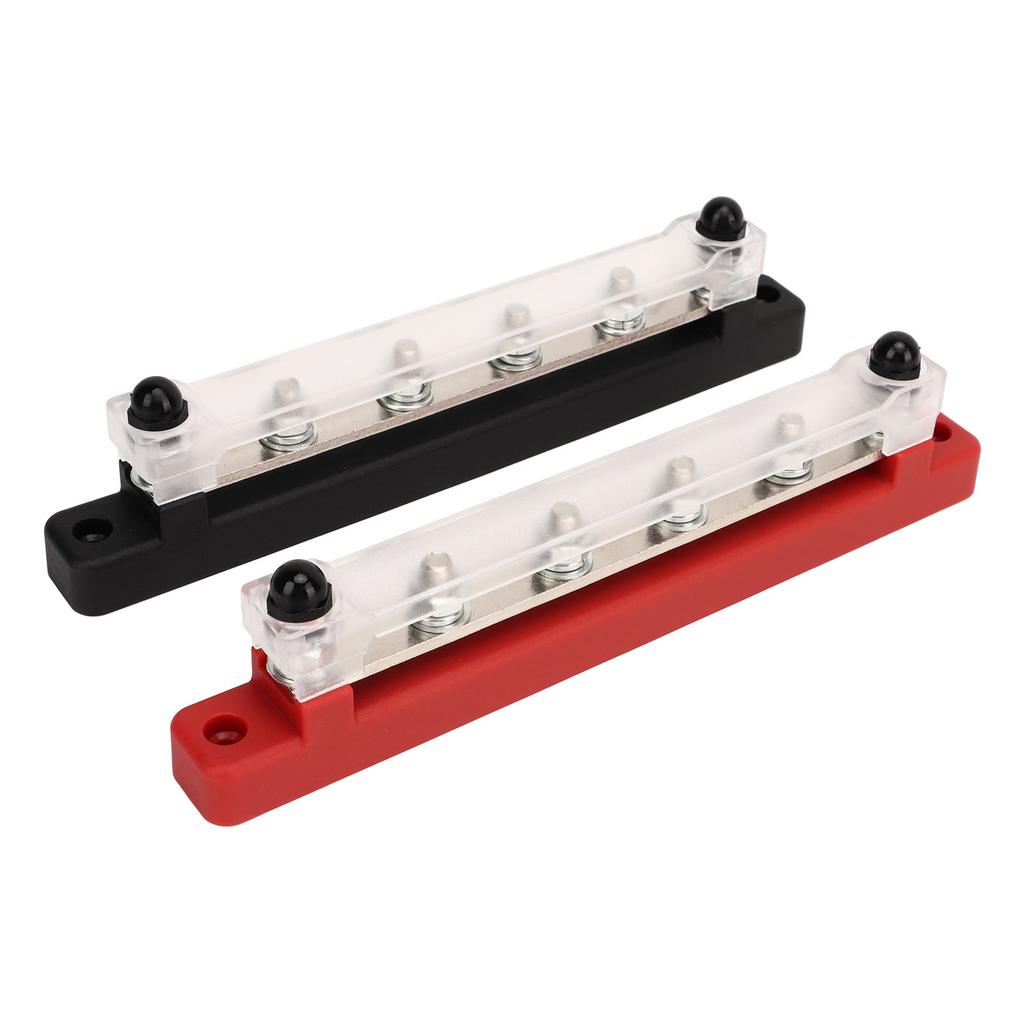 2Pcs DC12V‑48V 150A Power Distribution Block 6 Studs M6 Battery Bus Bar for Car RV Yacht Boat Black 
